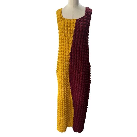 ASHLEY STEWART Textured Yellow & Burgundy Bodycon maxi Dress NEW Size 26/28 PLUS - Picture 1 of 11